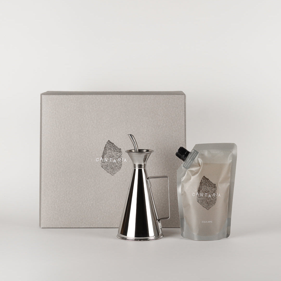 Coffret cadeau gastronomique durable avec huilier inox 18/10 et huile de Trás-os-Montes